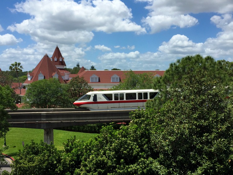 The monorail provides direct transportation from Disney hotels with monorail to the Magic Kingdom.