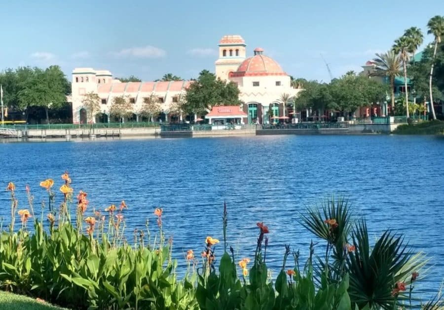 The lake at Disney's Coronado Springs, one of the Disney World Moderate Resorts.