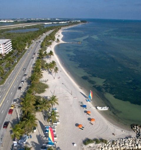 Aerial view of Smathers Beach in Key West. Photo credit: Andy Newman/Florida Keys News Bureau.