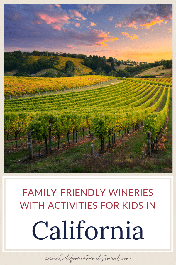 California is home to some of the world’s most beautiful wineries, and many of them welcome kids! From San Diego to Napa Valley, here is a list of family-friendly wineries in California. #california #winecountry #wineries