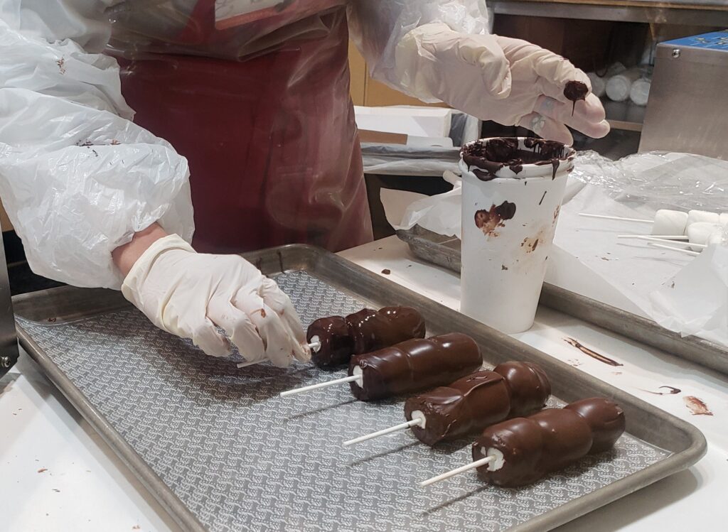 Making chocolate treats at Ethel M Chocolates.