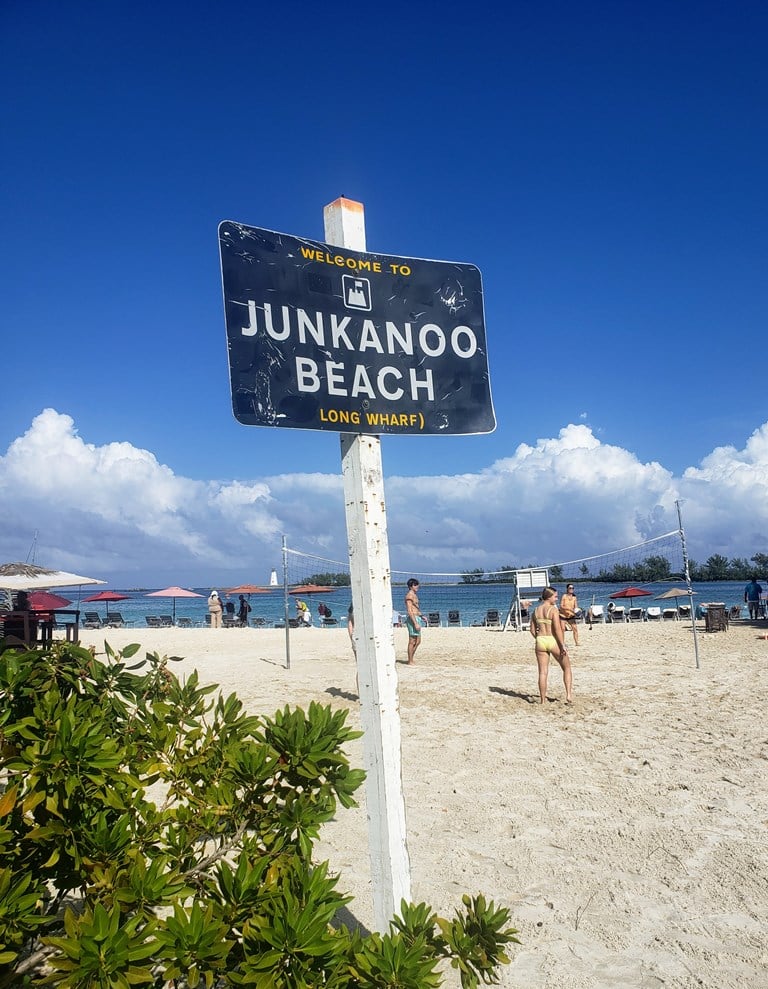 Junkanoo Beach in Nassau, Bahamas is just one mile away from the cruise port.