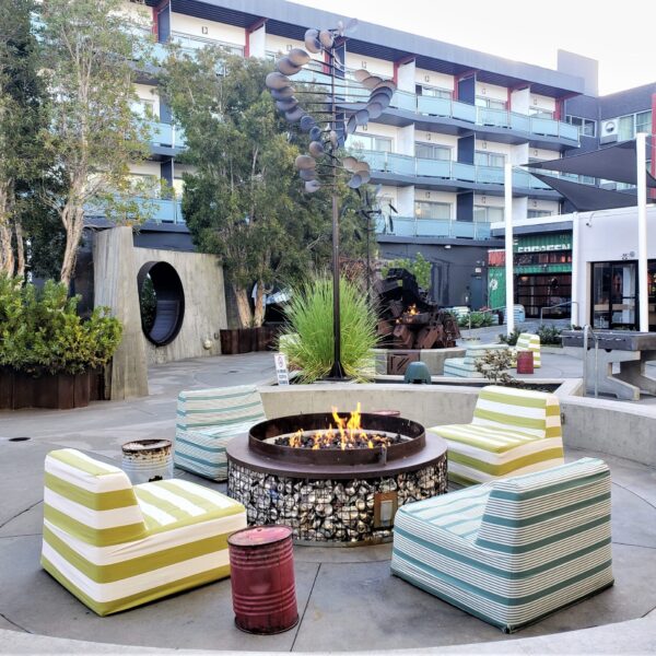 Seating area in The Yard at Hotel Zephyr San Francisco