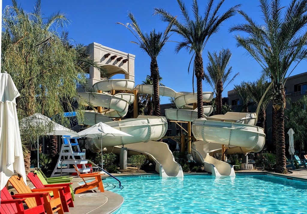 Palm Springs resort with lazy river and water slide