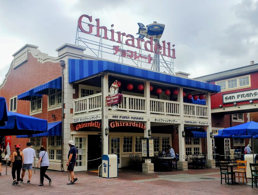 Ghirardelli Soda Fountain and Chocolate Shop in the new San Frantokyo Square at DCA.