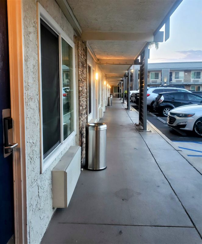 Exterior hallways at the Days Inn Anaheim.