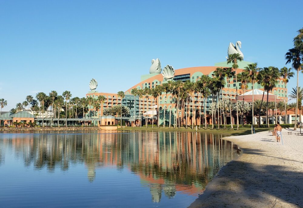 Walt Disney World Swan Resort lake and beach