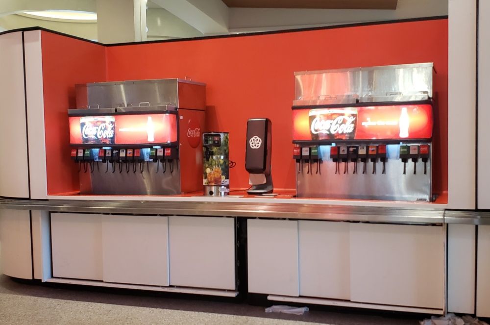 Beverage station at Connections Eatery quick service restaurant at EPCOT