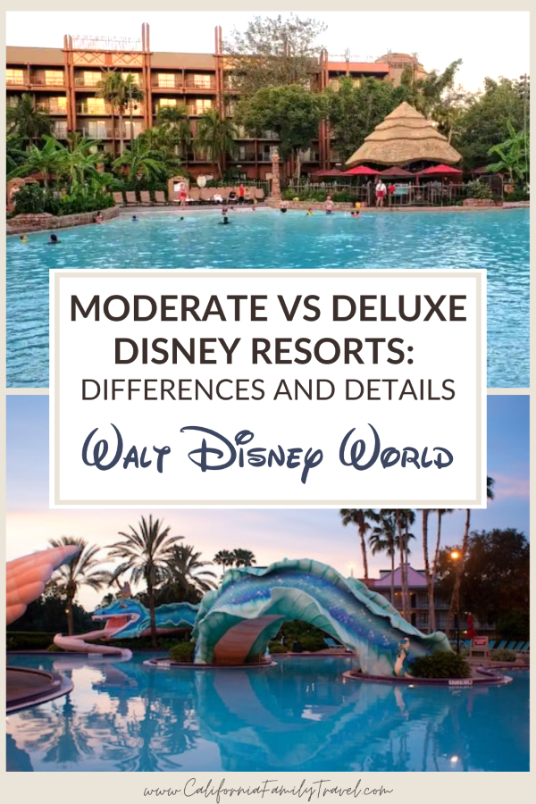 Planning a Walt Disney World vacation? Save this guide to the differences between Moderate vs Deluxe Disney Resorts at Walt Disney World in Florida and details on each category of hotels.