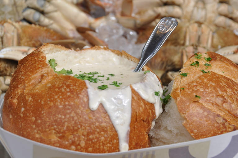 Clam chowder on Fisherman's wharf in Monterey California